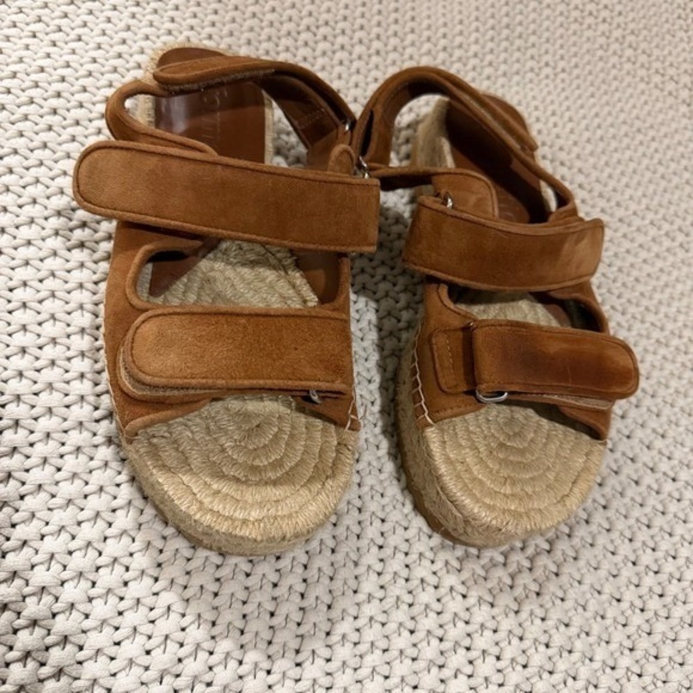 Reformation Trinity Sport Espadrille Platform Sandals Brown Suede Straps Read - Picture 3 of 5